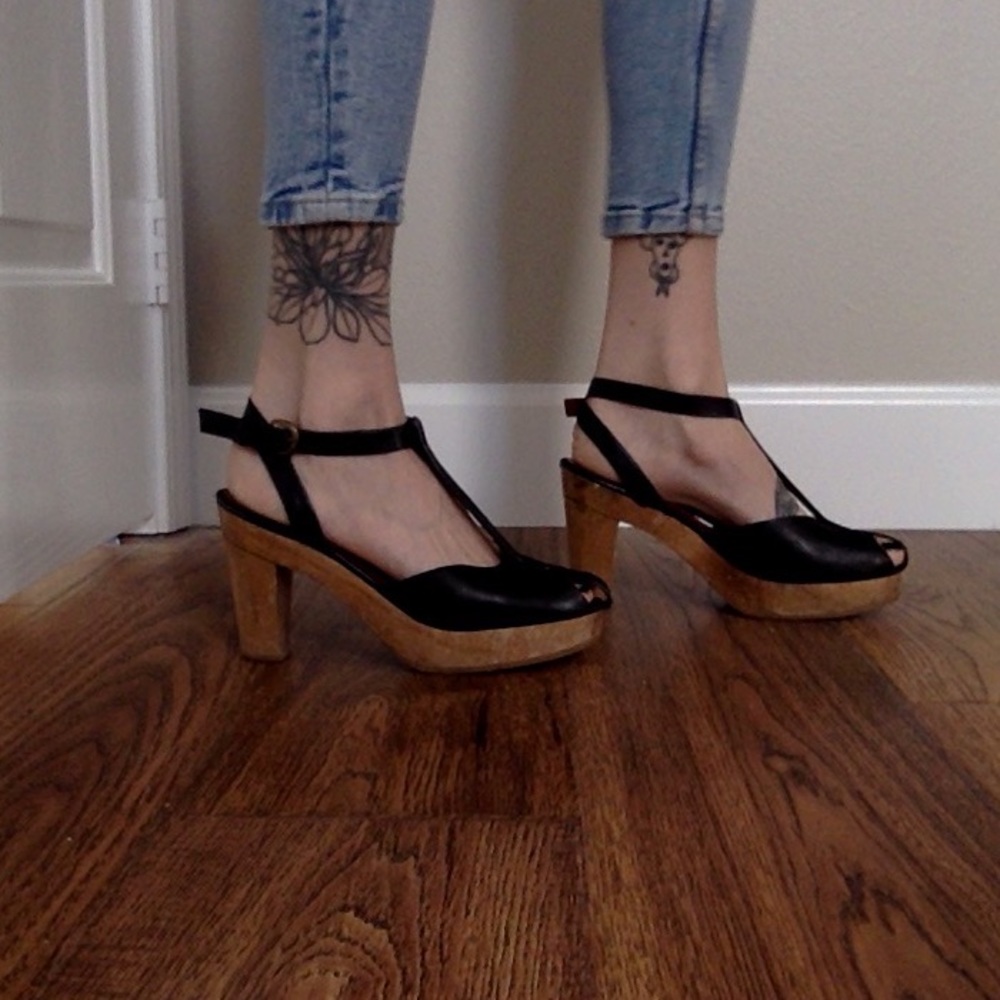 Rachel Comey black heeled strappy clog sandals